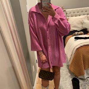 Pink Shimmery Shirt Dress